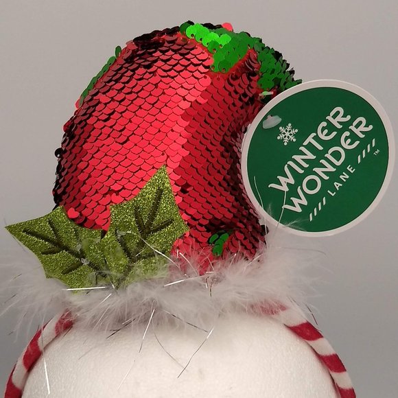 🌷‼️5/$20 Winter Wonder Lane Christmas Holiday Elf 4" Sequin Red Green Headband - Picture 8 of 10
